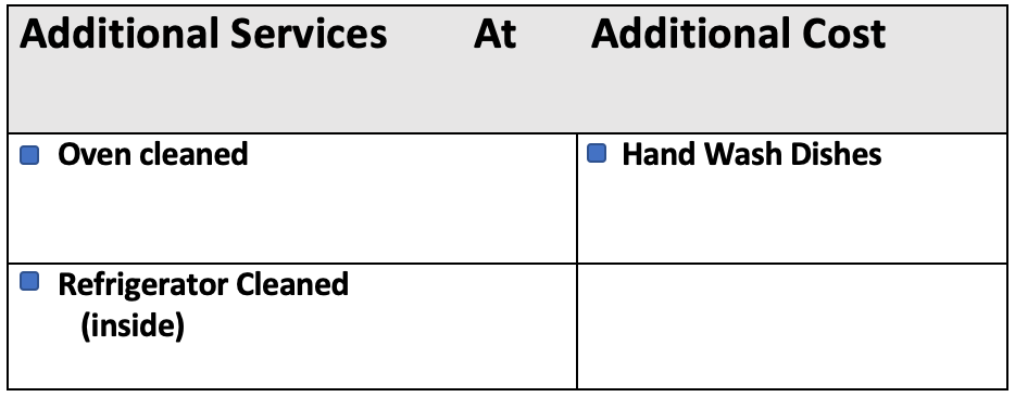 area additional services